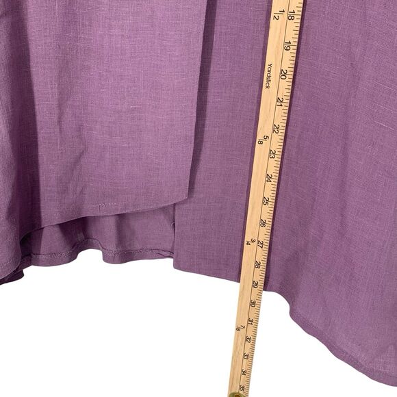 Heydari 100% Linen Jacket Lagenlook Size 1X Plus Lavender Mother Of Pearl Button - Picture 5 of 7